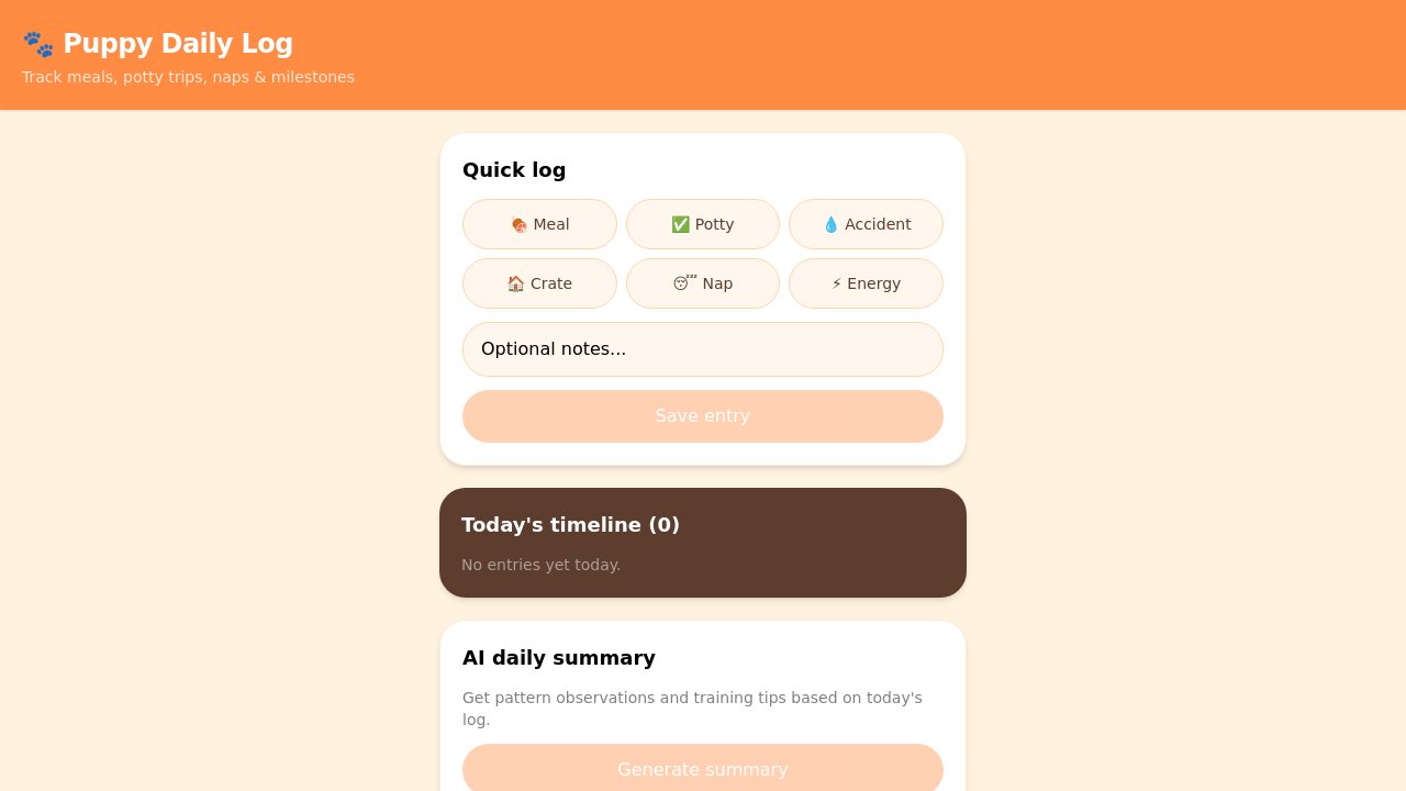 Puppy Daily Log